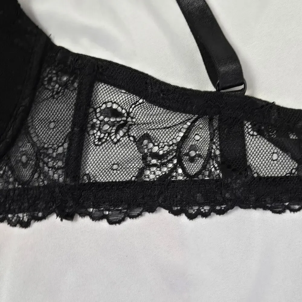 Unbranded Bra 40C Black lace Trim 90% Nylon 10% Spandex